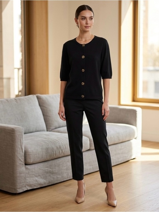 Josephine Chaus Sweaters - Josephine Chaus Black Knit Button Front Cardigan Top Size Small